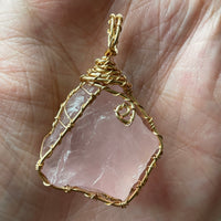 Rose Quartz Gold Pendant