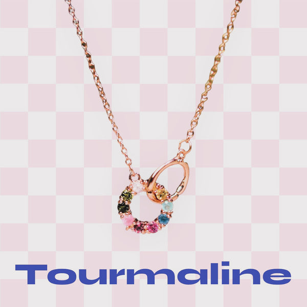 Rainbow Tourmaline Rose Gold Necklace