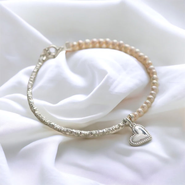 Drop Heart Freshwater Pearl Bracelet