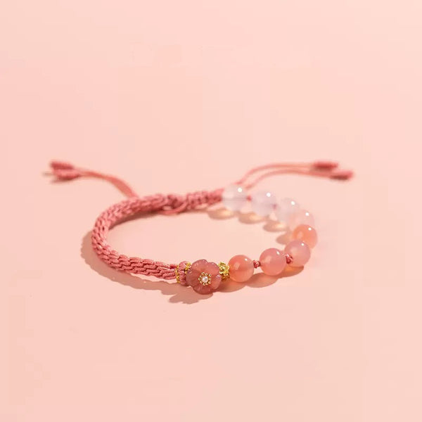 Peach Blossom Red Agate Woven Bracelet